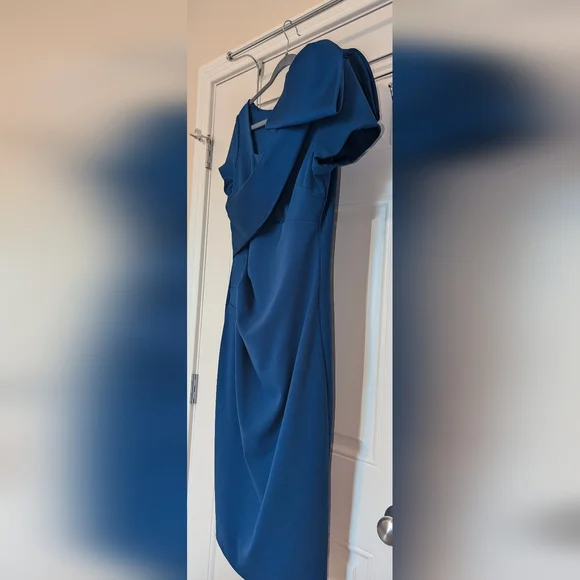 Betsy & Adam Bow-Embellished Sheath Dress, Size 12, Color:Indigo - Picture 14 of 16